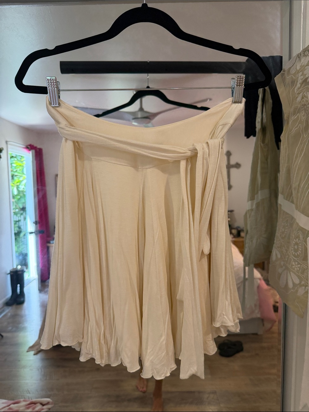 Theory Cream Tie-Waist Circle Skirt vintage Y2K